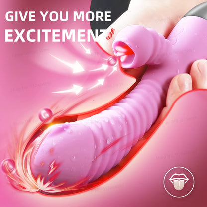Powerful Vibrator for Women Dildo Clitoris Stimulator Wand Female Masturbation Adult Couple Sex Toys Tongue Licking & Vibration
