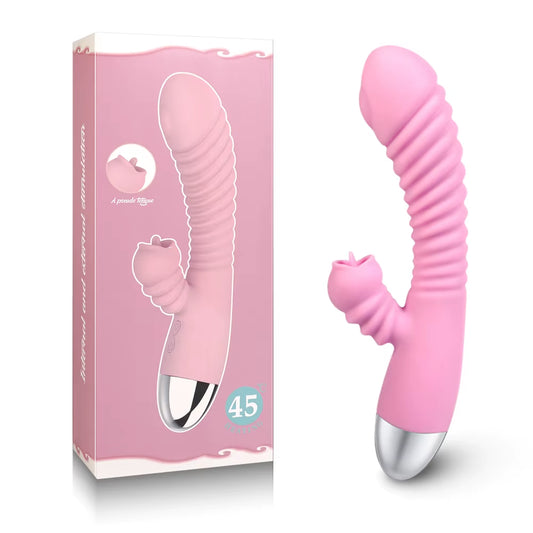 Powerful Vibrator for Women Dildo Clitoris Stimulator Wand Female Masturbation Adult Couple Sex Toys Tongue Licking & Vibration